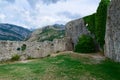 The walls of citadel overlooking mountains, Old Bar, Montenegro Royalty Free Stock Photo