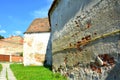 Walls of the fortified medieval church in Calnic , Transylvania Royalty Free Stock Photo