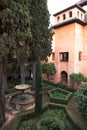 Walls, gardens and buidings of medieval fortress Alhambra, Granada, Andalusia, Spain