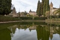 Walls, gardens and buidings of medieval fortress Alhambra, Granada, Andalusia, Spain