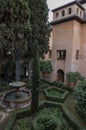 Walls, gardens and buidings of medieval fortress Alhambra, Granada, Andalusia, Spain