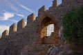 Walls and gate of Seljuk fortress in Alanya Royalty Free Stock Photo