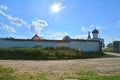 The walls and gates into Voznesensky Orshin monastery in Tver region, Russia Royalty Free Stock Photo