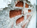 walls that have been damaged and visible red bricks Royalty Free Stock Photo