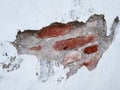 walls that have been damaged and visible red bricks Royalty Free Stock Photo