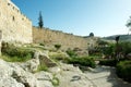 The Walls of the holy city, east Jerusalem. Royalty Free Stock Photo