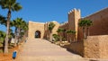 The walls of the kasbah of the Udayas and the main Almohad gate, Bab Oudaia, in Rabat, the capital of Morocco