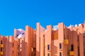 Walls of La Muralla Roja building located in Calpe, Spain