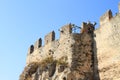 Walls with lamps of Scaliger Castle in Malcesine