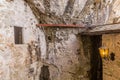 Walls and lantern in Predjama castle, Sloven Royalty Free Stock Photo