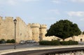 Walls of Medieval city of Rhodes Royalty Free Stock Photo