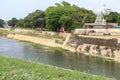 The walls and moat of Jaffna Fort in Sri Lanka.