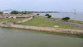 The walls and moat of Jaffna Fort in Sri Lanka.