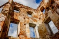 The walls of an old abandoned manor house of the 18th century, a view from inside