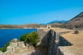 Walls of an old fortress Ali Pasha Tepelena Fortress Porto Palermo near Himare city located on a peninsula in the bay of the