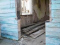 Walls of an old residential building, construction of new housing on the foundations of an old house