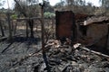 Walls, pilars and tradicional oven of a burnt shed - Pedrogao Grande Royalty Free Stock Photo