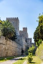 Walls of Rhodes old town and moat near the Palace of the Grand Master, Greece