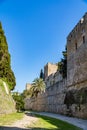Walls of Rhodes old town and moat near the Palace of the Grand Master, Greece