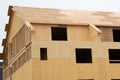 walls and roof of an unfinished new plywood house Royalty Free Stock Photo