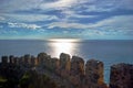 Walls of Seljuk fortress in Alanya Royalty Free Stock Photo