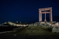 Walls surrounding Spanish city of Avila, night view 4 poles, Los 4 Postes Royalty Free Stock Photo