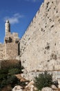 The walls of thel Jerusalem and Tower of David Royalty Free Stock Photo