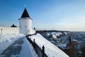The walls of the Tobolsk Kremlin and a view of the lower part of the city of Tobolsk.