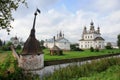 Walls and towers of Archangel Michael Monasteryin Yuryev-Polsky Royalty Free Stock Photo