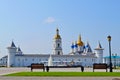 Walls, towers, a belltower and Sofia Uspensky a cathedral in the Tobolsk Kremlin.