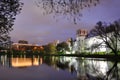 Walls and Towers of Novodevichy Convent Framed by Trees at Twilight Royalty Free Stock Photo