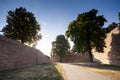 Walls and trees in Kalemegdan fortress in Belgrade Royalty Free Stock Photo