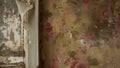 The walls were covered in peeling wallpaper revealing glimpses of faded floral patterns beneath layers of dust and grime