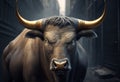 Wallstreet bull, bullish stock market sentiment concept. Finances and wealth growth Royalty Free Stock Photo