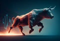 Wallstreet bull, bullish stock market sentiment concept. Finances and wealth growth Royalty Free Stock Photo