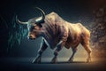 Wallstreet bull, bullish stock market sentiment concept. Finances and wealth growth Royalty Free Stock Photo