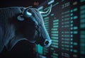 Wallstreet bull, bullish stock market sentiment concept. Finances and wealth growth Royalty Free Stock Photo