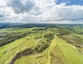 The Walltown Crags at World heritage site Hadrian`s Wall in the beautiful Northumberland National Park Royalty Free Stock Photo