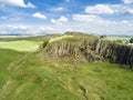 The Walltown Crags at World heritage site Hadrian`s Wall in the beautiful Northumberland National Park Royalty Free Stock Photo