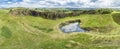 The Walltown Crags at World heritage site Hadrian`s Wall in the beautiful Northumberland National Park Royalty Free Stock Photo