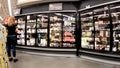 Walmart grocery store interior dairy section glass doors