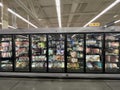 Walmart grocery store interior frozen food dinners front view