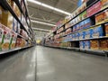 Walmart grocery store interior ground view cereal aisle