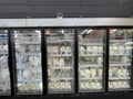 Walmart grocery store interior milk case glass doors