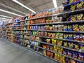 Walmart grocery store interior potato chip section side view