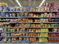 Walmart grocery store interior potato chip section Tobacco road