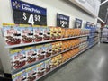 Walmart grocery store Little Debbie snack cake cereal wall display Royalty Free Stock Photo