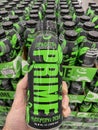 Walmart grocery store Prime energy drink green bottle display