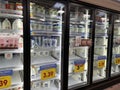 Walmart interior milk coolers and signs