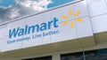 Walmart logo on the modern building facade. Editorial 3D rendering